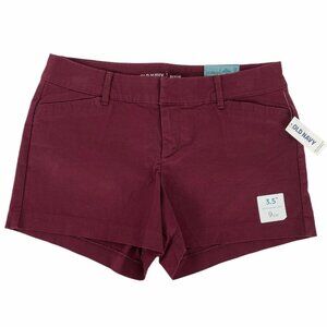 NWT Old Navy Womens 2 Burgundy Red Pixie Chino Shorts Cotton Stretch 3.5" Inseam